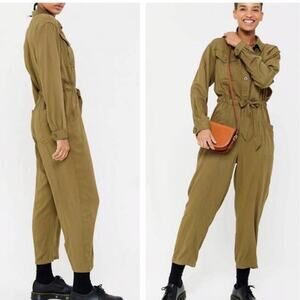 BDG Jumpsuit Long Sleeve Belted Drawstring Army Green Size Medium